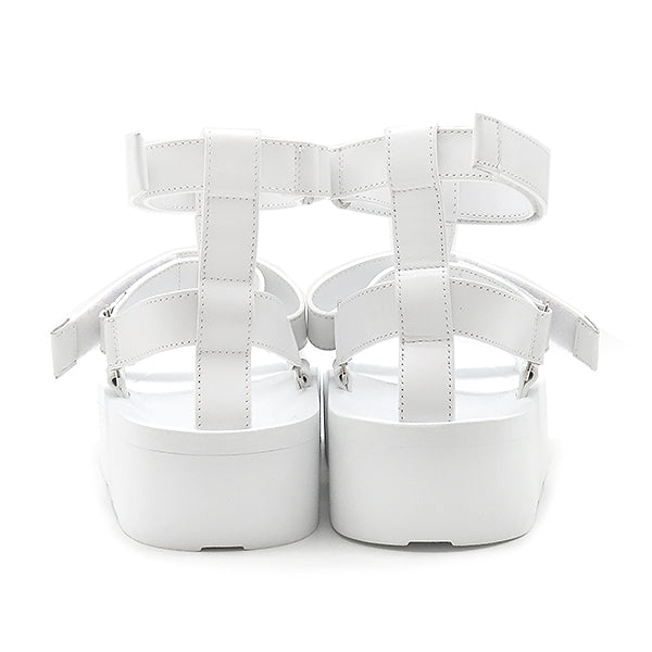 エルメス HERMES エニド ホワイト レザー #36 1/2 サンダル 白 H