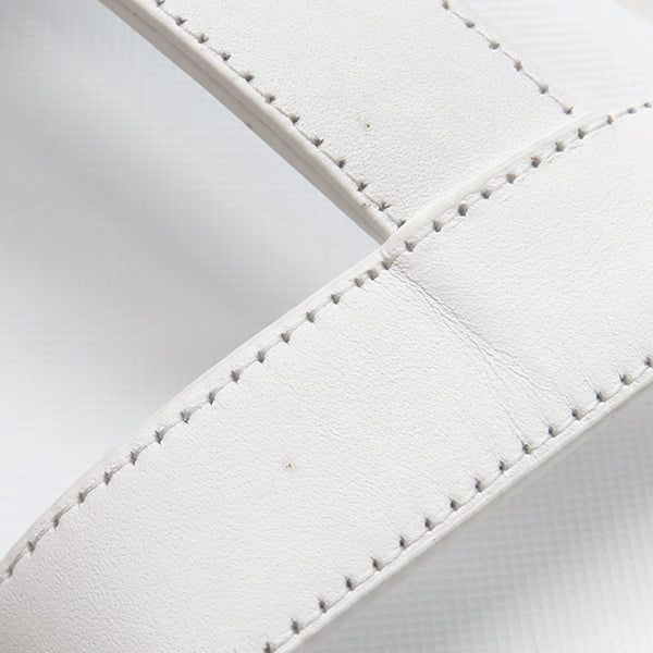 エルメス HERMES エニド ホワイト レザー #36 1/2 サンダル 白 H