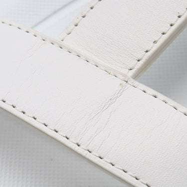 エルメス HERMES エニド ホワイト レザー #36 1/2 サンダル 白 Hディアマン バックル ソルド品