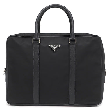 プラダ PRADA ナイロン ブリーフケース 2VE661 ブラック ナイロン レザー 2WAYバッグ シルバー金具 黒 ビジネスバッグ ショルダー トライアングルロゴ
