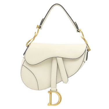 クリスチャン・ディオール Christian Dior サドル バッグ ミニ M0447CWVG ホワイト レザー ハンドバッグ ゴールド金具 白