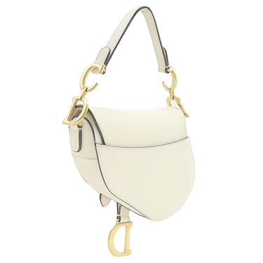 クリスチャン・ディオール Christian Dior サドル バッグ ミニ M0447CWVG ホワイト レザー ハンドバッグ ゴールド金具 白