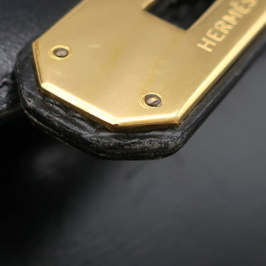 エルメス HERMES ケリー32 外縫い ブラック ボックスカーフ ハンドバッグ ゴールド金具 黒 ※ストラップ欠品