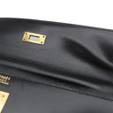 エルメス HERMES ケリー32 外縫い ブラック ボックスカーフ ハンドバッグ ゴールド金具 黒 ※ストラップ欠品
