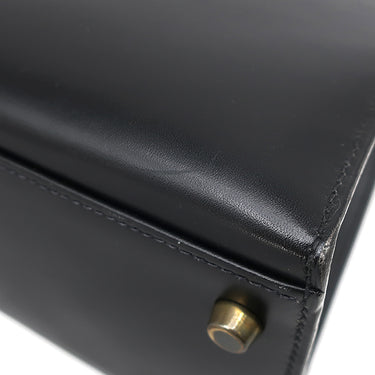 エルメス HERMES ケリー32 外縫い ブラック ボックスカーフ ハンドバッグ ゴールド金具 黒 ※ストラップ欠品