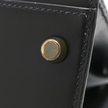エルメス HERMES ケリー32 外縫い ブラック ボックスカーフ ハンドバッグ ゴールド金具 黒 ※ストラップ欠品