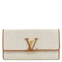 ルイヴィトン LOUIS VUITTON ポルトフォイユ カプシーヌ M80303 ベージュ×ブラウン キャンバス レザー 長財布 ゴールド金具 茶