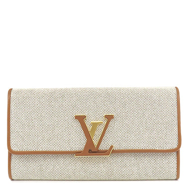 ルイヴィトン LOUIS VUITTON ポルトフォイユ カプシーヌ M80303 ベージュ×ブラウン キャンバス レザー 長財布 ゴールド金具 茶