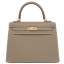 エルメス HERMES ケリー25 外縫い エトゥープ ヴォーエプソン 2WAYバッグ ゴールド金具 新品 未使用 グレージュ ショルダー 2025年製