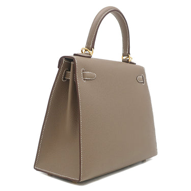 エルメス HERMES ケリー25 外縫い エトゥープ ヴォーエプソン 2WAYバッグ ゴールド金具 新品 未使用 グレージュ ショルダー 2025年製