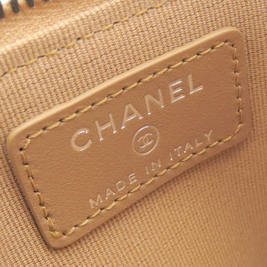 シャネル Chanel ココマーク マトラッセ フラグメントケース ダークベージュ カーフ カードケース ブラック金具 コインケース