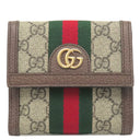 グッチ GUCCI オフィディア Wホック ウォレット 523173 ベージュ＆エボニー GGスプリームキャンバス レザー 二つ折り財布 ゴールド金具 茶 ウェブ シェリーライン