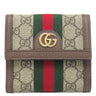 グッチ GUCCI オフィディア Wホック ウォレット 523173 ベージュ＆エボニー GGスプリームキャンバス レザー 二つ折り財布 ゴールド金具 茶 ウェブ シェリーライン