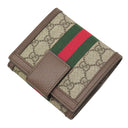 グッチ GUCCI オフィディア Wホック ウォレット 523173 ベージュ＆エボニー GGスプリームキャンバス レザー 二つ折り財布 ゴールド金具 茶 ウェブ シェリーライン