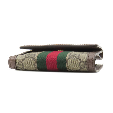 グッチ GUCCI オフィディア Wホック ウォレット 523173 ベージュ＆エボニー GGスプリームキャンバス レザー 二つ折り財布 ゴールド金具 茶 ウェブ シェリーライン