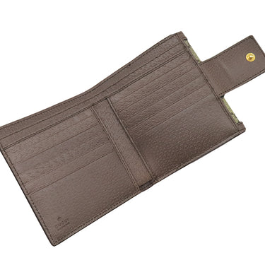 グッチ GUCCI オフィディア Wホック ウォレット 523173 ベージュ＆エボニー GGスプリームキャンバス レザー 二つ折り財布 ゴールド金具 茶 ウェブ シェリーライン