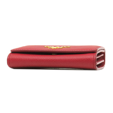 プラダ PRADA サフィアーノ コンパクトウォレット 1MH026 FUOCO レザー 二つ折り財布 ゴールド金具 赤 メタルロゴ ミニウォレット