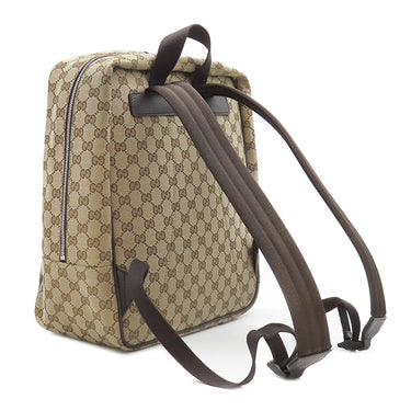 グッチ GUCCI スクエア バックパック 630914 ベージュ×ブラウン GGキャンバス レザー リュック・デイパック ゴールド金具 茶 アウトレット品