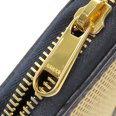 グッチ GUCCI ホースビット 1955 ジップアラウンドウォレット 621889 ベージュ×ネイビー キャンバス レザー 長財布 ゴールド金具 ラウンドファスナー