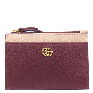 グッチ GUCCI ダブルG バイカラー ジップ キーポーチ 837966 ロッソアンコーラ×ピンク レザー コインケース ゴールド金具 フラグメントケース