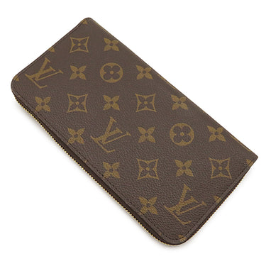 ルイヴィトン Louis Vuitton ジッピー ウォレット M41895 フューシャ モノグラムキャンバス 長財布 ゴールド金具 茶 赤 ラウンドファスナー