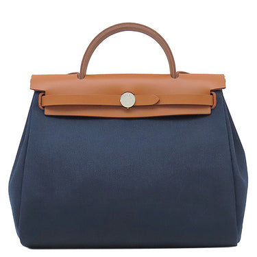 エルメス HERMES エールバッグジップPM 31 ルトゥルネ ブルーマリン×フォーブ レザー トワルミリタリー ヴァッシュハンター 2WAYバッグ シルバー金具 バイカラー 2024年製