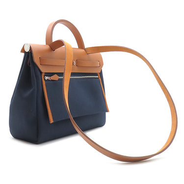 エルメス HERMES エールバッグジップPM 31 ルトゥルネ ブルーマリン×フォーブ レザー トワルミリタリー ヴァッシュハンター 2WAYバッグ シルバー金具 バイカラー 2024年製