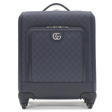 グッチ GUCCI サヴォイ キャビン トロリーバッグ スモール 693646 ネイビー GGスプリームキャンバス レザー キャリーバッグ シルバー金具 スーツケース 4輪