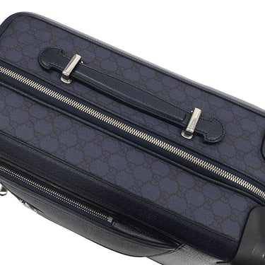 グッチ GUCCI サヴォイ キャビン トロリーバッグ スモール 693646 ネイビー GGスプリームキャンバス レザー キャリーバッグ シルバー金具 スーツケース 4輪