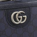 グッチ GUCCI サヴォイ キャビン トロリーバッグ スモール 693646 ネイビー GGスプリームキャンバス レザー キャリーバッグ シルバー金具 スーツケース 4輪