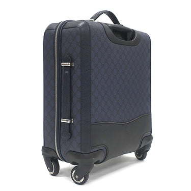 グッチ GUCCI サヴォイ キャビン トロリーバッグ スモール 693646 ネイビー GGスプリームキャンバス レザー キャリーバッグ シルバー金具 スーツケース 4輪