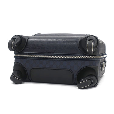 グッチ GUCCI サヴォイ キャビン トロリーバッグ スモール 693646 ネイビー GGスプリームキャンバス レザー キャリーバッグ シルバー金具 スーツケース 4輪