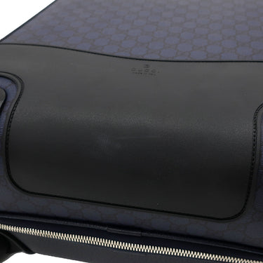 グッチ GUCCI サヴォイ キャビン トロリーバッグ スモール 693646 ネイビー GGスプリームキャンバス レザー キャリーバッグ シルバー金具 スーツケース 4輪
