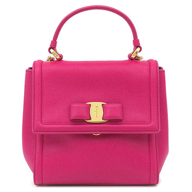 サルヴァトーレ・フェラガモ Salvatore Ferragamo ヴァラリボン 21 G646 ピンク カーフ 2WAYバッグ ゴールド金具 チェーン ショルダー