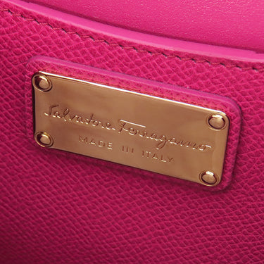 サルヴァトーレ・フェラガモ Salvatore Ferragamo ヴァラリボン 21 G646 ピンク カーフ 2WAYバッグ ゴールド金具 チェーン ショルダー