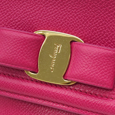 サルヴァトーレ・フェラガモ Salvatore Ferragamo ヴァラリボン 21 G646 ピンク カーフ 2WAYバッグ ゴールド金具 チェーン ショルダー