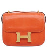 エルメス HERMES コンスタンス3 ミニ オレンジ リザード ショルダーバッグ ゴールド金具