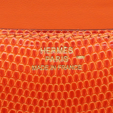 エルメス HERMES コンスタンス3 ミニ オレンジ リザード ショルダーバッグ ゴールド金具