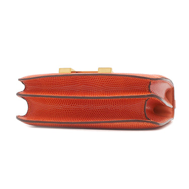 エルメス HERMES コンスタンス3 ミニ オレンジ リザード ショルダーバッグ ゴールド金具