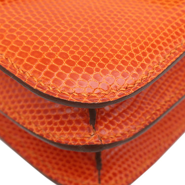 エルメス HERMES コンスタンス3 ミニ オレンジ リザード ショルダーバッグ ゴールド金具