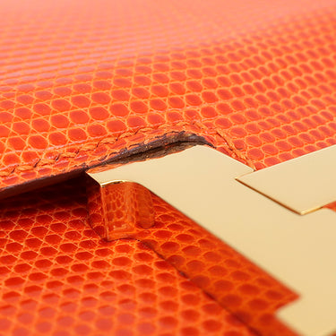エルメス HERMES コンスタンス3 ミニ オレンジ リザード ショルダーバッグ ゴールド金具