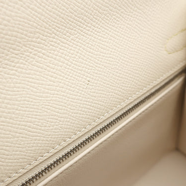 エルメス HERMES ケリー25 外縫い トリコロール ナタ×ジョーヌプッサン×セサミ ヴォーエプソン 2WAYバッグ シルバー金具 アイボリー 黄色 茶