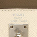 エルメス HERMES ケリー25 外縫い トリコロール ナタ×ジョーヌプッサン×セサミ ヴォーエプソン 2WAYバッグ シルバー金具 アイボリー 黄色 茶