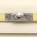 エルメス HERMES ケリー25 外縫い トリコロール ナタ×ジョーヌプッサン×セサミ ヴォーエプソン 2WAYバッグ シルバー金具 アイボリー 黄色 茶