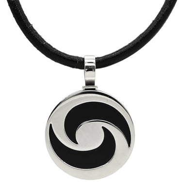 ブルガリ BVLGARI アレグラ オプティカル ブラック×ホワイトゴールド K18WG オニキス レザー ネックレス 750 18金 18K WG オニキス レザーコード