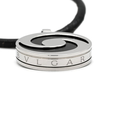 ブルガリ BVLGARI アレグラ オプティカル ブラック×ホワイトゴールド K18WG オニキス レザー ネックレス 750 18金 18K WG オニキス レザーコード