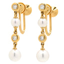 ミキモト MIKIMOTO パール ダイヤ パールホワイト×イエローゴールド K18YG パール サファイア イヤリング MIKIMOTO 真珠 Au750 18K YG ねじ式 ドロップ スウィング