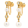 ミキモト MIKIMOTO パール ダイヤ パールホワイト×イエローゴールド K18YG パール サファイア イヤリング MIKIMOTO 真珠 Au750 18K YG ねじ式 ドロップ スウィング