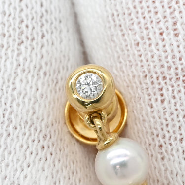 ミキモト MIKIMOTO パール ダイヤ パールホワイト×イエローゴールド K18YG パール サファイア イヤリング MIKIMOTO 真珠 Au750 18K YG ねじ式 ドロップ スウィング