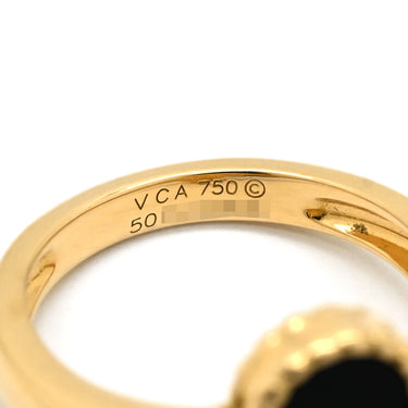 ヴァンクリーフアーペル Van Cleef & Arpels ヴィンテージ アルハンブラ VCARA41000 ブラックXイエローゴールド K18YG ダイヤモンド オニキス #50(JP10) リング 指輪 1Pダイヤ オニキス 9.5号